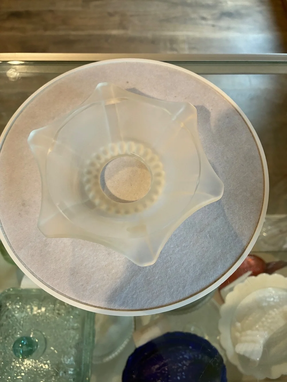 Indiana Glass Satin Pagoda Fairy Lamp Frosted Vintage Candle Holder